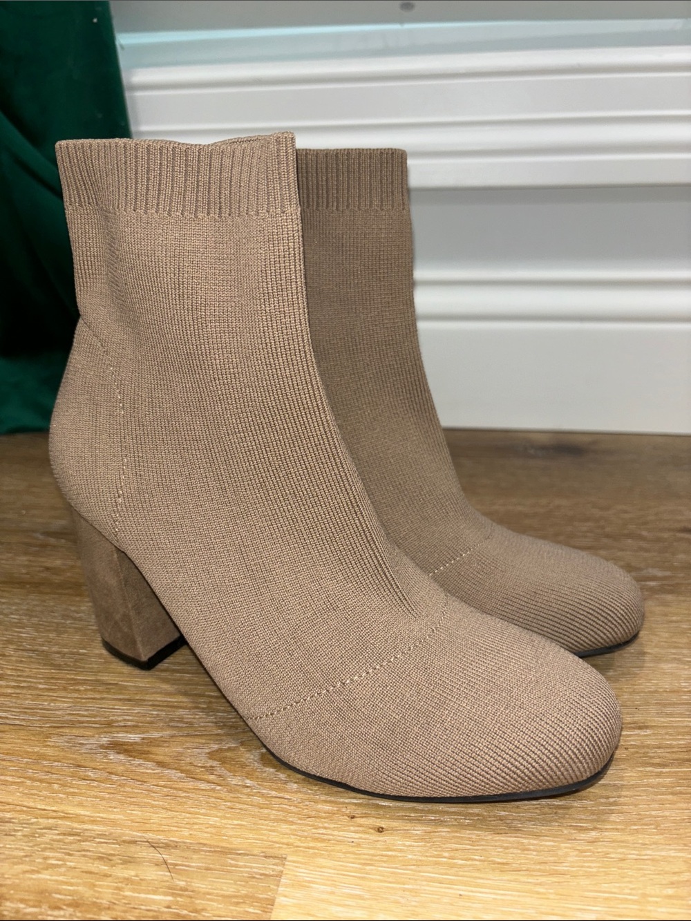 Altar'd State Taupe Knit Sock Ankle Boots